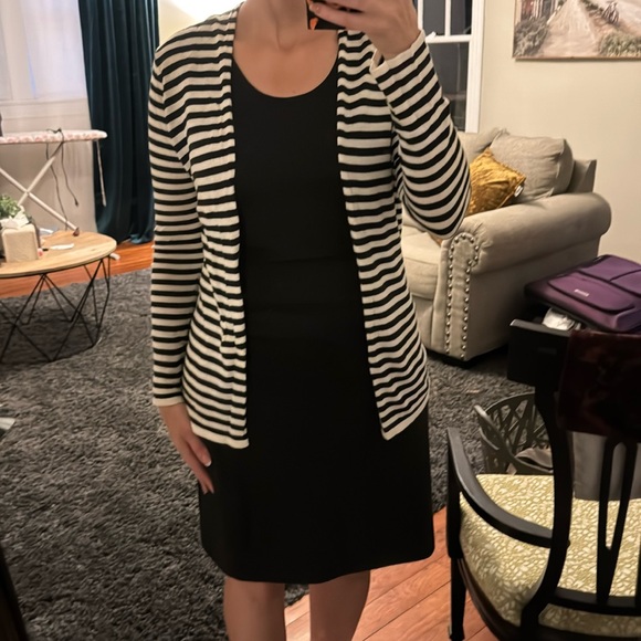 Black & White Striped Open Front Cardigan by Melrose Chic Size Large - Picture 9 of 9